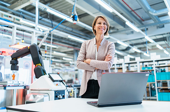 woman standing in a factory