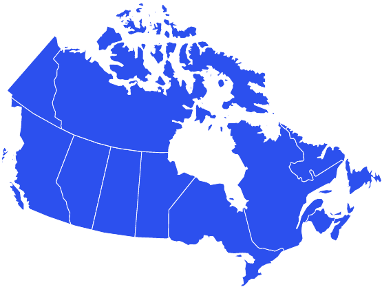 Blue infographic map of Canada