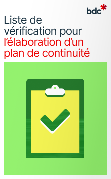 Illustration d'une liste de vérification avec le texte Liste de vérification pour l'élaboration d'un plan de continuité