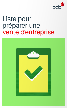 Illustration d'un presse-papiers aux couleurs vives avec le texte Liste pour préparer une vente d'entreprise