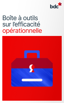 Illustration d'une boîte à outils bleue avec le texte Boîte à outils sur l'efficacité opérationnelle