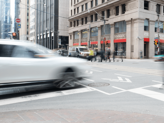 electric white car in movement