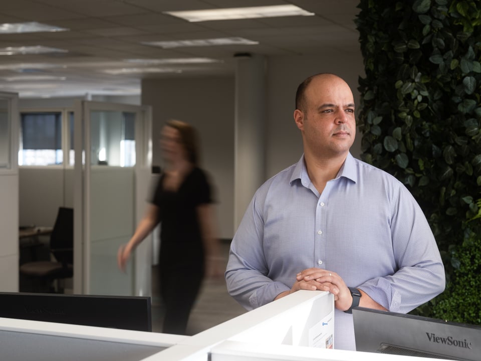 Mohamed Guetat working in his office