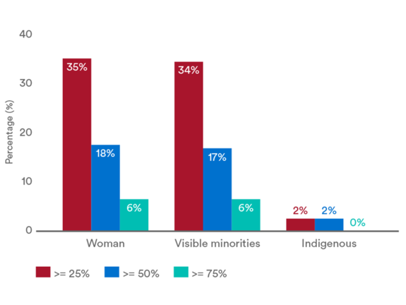DEI metrics, GP ownership percentage by women and visible minorities